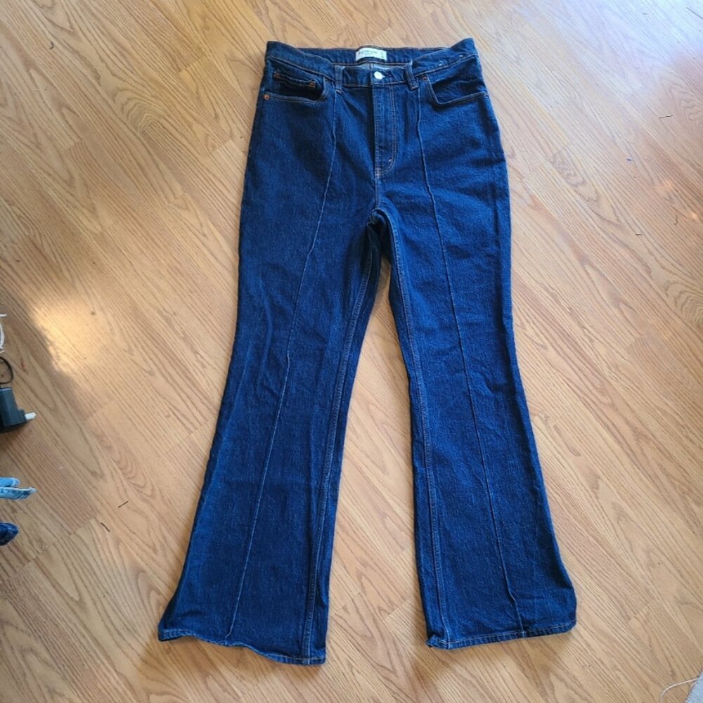 ABERCROMBIE & FITCH THE VINTAGE FLARE JEANS HIGH RISE FRONT SEAM BELL DENIM 31 - Picture 3 of 7